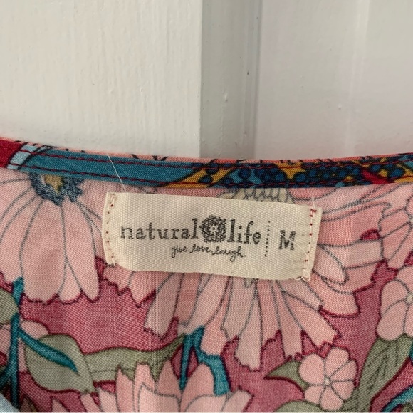 Natural Life Women’s Colorful Floral V Neck Mini Dress Bright Size Medium Boho - Picture 5 of 8